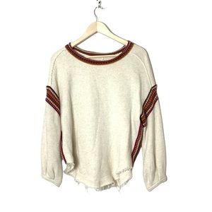 Free People Trudy oversized ribbon decor trim pullover sweater top